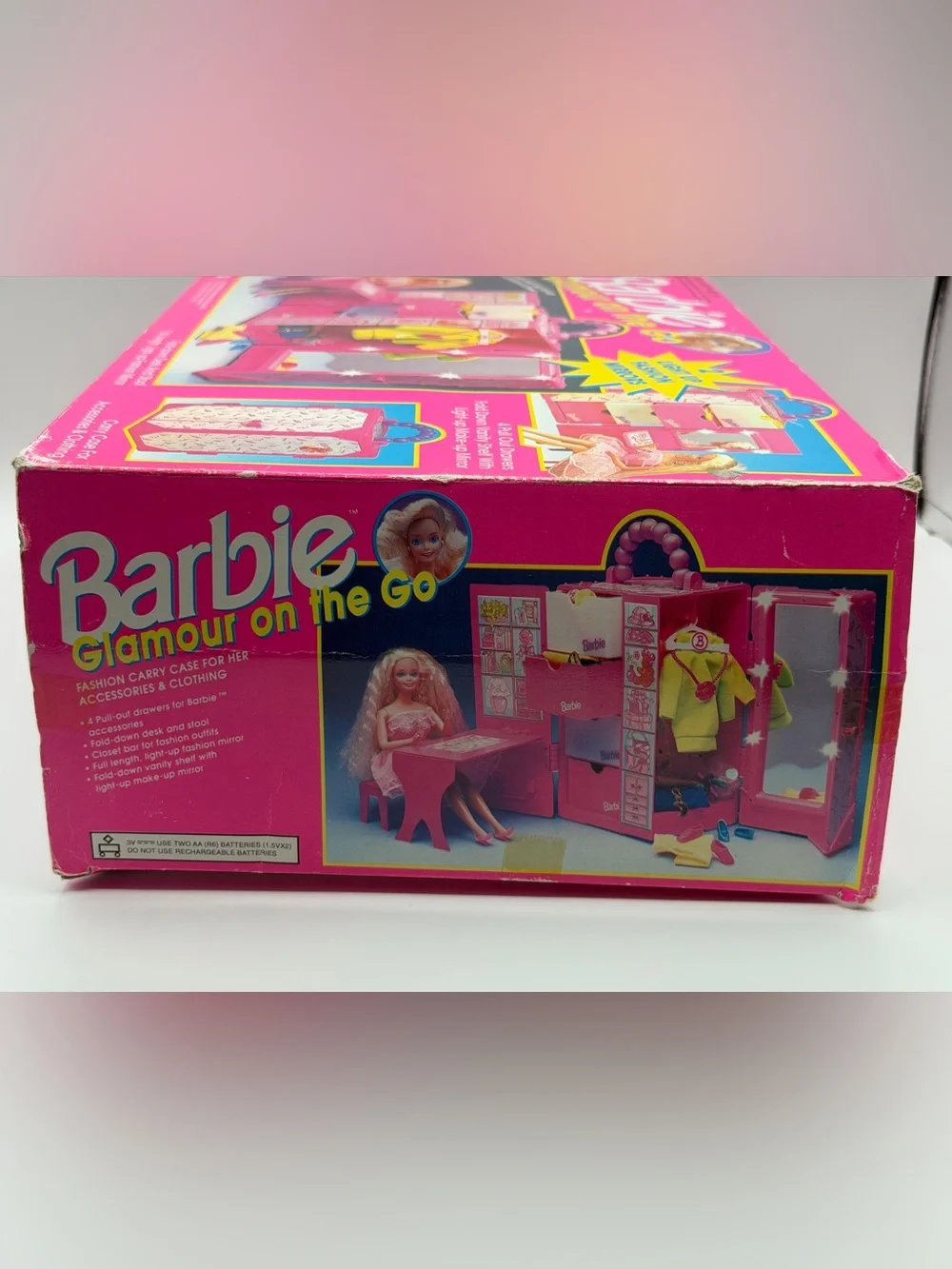 Vintage Barbie Glamour On The Go Carry Case Hot Pink - Tested